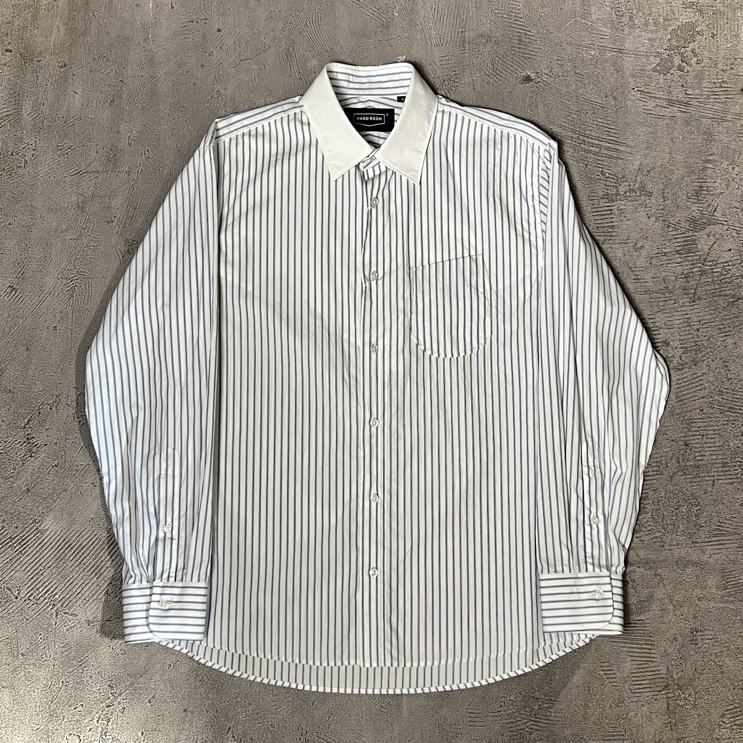 Cleric Collar Shirt White x Blue Stripe